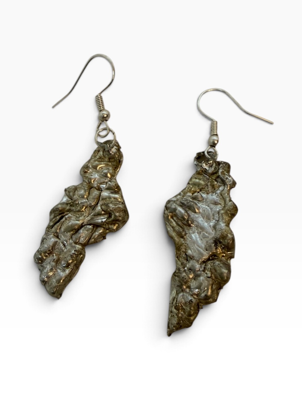 Silver‑Plated Wing Drop Earrings Textured Artisan